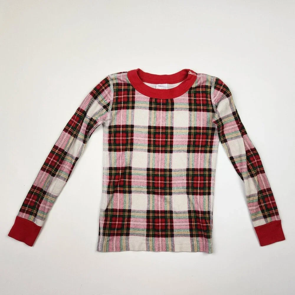 Hanna Andersson Red Plaid Holiday Long John Pajama Shirt 120 cm US 6-7